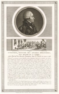 Шарль-Франсуа Дюмурье (1739-1823) - генерал, министр иностранных дел Франции, победил при Жемаппе и был разбит при Неервиндене, планировал свергнуть Конвент. В 1793 г. бежал от революционного террора к австрийцам. С 1800 г. жил в Англии. Париж, 1804