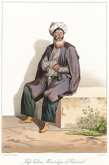 Хаджи Мехмет, старейшина Дагестанского селения. "Costumes du Caucase" князя Гагарина, л. 54, Париж, 1840-е гг. 