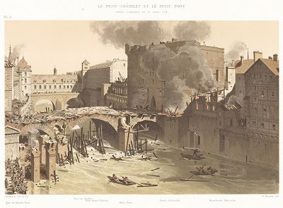 Малый Шатле и Малый мост после пожара 27 апреля 1718 года. Paris à travers les âges..., Париж, 1885. 