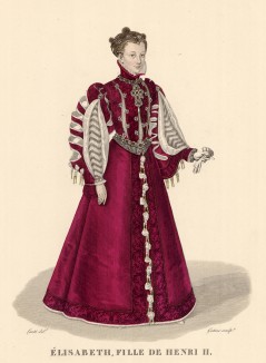 Елизавета (1545—1568) -- дочь Генриха II, короля Франции. (Помолвленная с испанским престолонаследником Доном Карлосом, она была выдана замуж за его отца Филиппа II. Эта коллизия стала основой для драмы Шиллера и оперы Верди «Дон Карлос»)