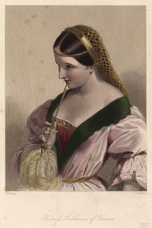 Принцесса Франции Катерина, героиня пьесы Уильяма Шекспира «Генрих V». The Heroines of Shakspeare. Лондон, 1848