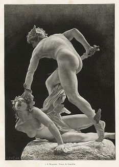 Персей, обезглавливающий горгону Медузу. Скульптура Лорана Оноре Маркеста. Moderne Kunst..., т. 9, Берлин, 1895 год. 