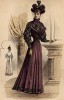 Тёплое осеннее платье с отложным воротником и пышными рукавами. Из французского модного журнала Le Coquet, выпуск 282, 1893 год