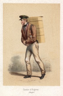 Кантон Ааргау. Разносчик почты. Сoutumes suisses dessinés d'aprés nature, par J.Suter. Париж, 1840