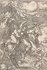 Похищение на единороге. Гравюра Альбрехта Дюрера, выполненная в 1516 году (Репринт 1928 года. Лейпциг)