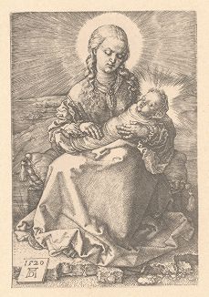 Мадонна с запеленованным младенцем. Гравюра Альбрехта Дюрера, выполненная в 1520 году (Репринт 1928 года. Лейпциг)