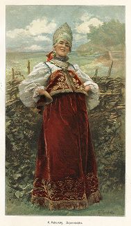 Боярская дочка работы Константина Маковского. Moderne Kunst..., т. 9, Берлин, 1895 год. 