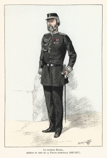 Доктор Рудиль, главный врач парижской муниципальной полиции в 1867-1877 гг. Ville de Paris. Histoire des gardiens de la paix. Париж, 1896