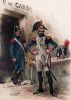 Сержант и рядовой пеших гренадер (иллюстрация к работе "Императоская Гвардия в 1804--1815 гг." Париж. 1901 год. (экземпляр № 303 из 606 принадлежал голландскому генералу H. J. Sharp (1874 -- 1957))