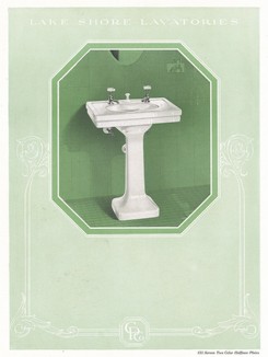Элегантная раковина для ванной комнаты. Иллюстрация из рекламной брошюры компании Lake Shore Lavatories.