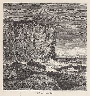 Скалы возле Бобрового берега, озеро Верхнее. Лист из издания "Picturesque America", т.I, Нью-Йорк, 1872.