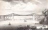 Подвесной мост через пролив Менай, построенный по проекту Томаса Телфорда в 1826 году. 
