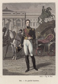 Жак-Александр-Бернар Ло, маркиз де Лористон (1768-1828) - товарищ Наполеона по артиллерийской школе, адъютант Бонапарта (1800), герой Ваграма (1809), посланник в России (1811-12), пленён под Лейпцигом (1813), поддержал Бурбонов (1814), маршал Франции (1823)