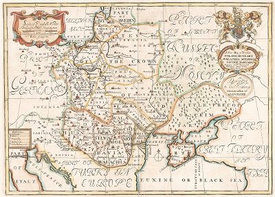 Новая карта сегодняшней Польши, Венгрии, Валахии, Молдавии и Малой Тартарии. Составил Э. Уэллс, 1712.  
