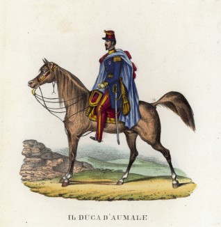 Герцог Анри Орлеанский, он же герцог Омальский (1822--1897) -- герой кампании в Северной Африке (иллюстрация к L'Africa francese... - хронике французских колониальных захватов в Северной Африке, изданной во Флоренции в 1846 году)