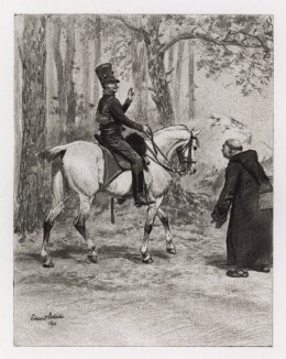 Встреча в Испании, или Дурная примета (иллюстрация к известной работе "Кавалерия Наполеона", изданной в Париже в 1895 году)