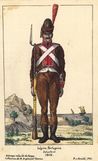 1808 г. Пехотинец португальского легиона Великой армии Наполеона. Коллекция Роберта фон Арнольди. Германия, 1911-29