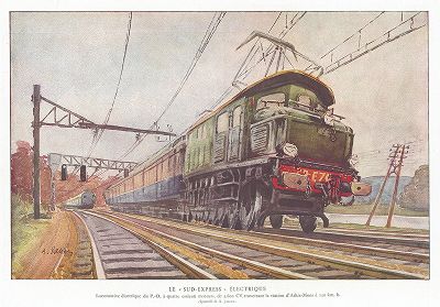 Электропоезд "Южный экспресс". Les chemins de fer, Париж, 1935