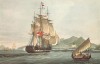 Британский парусник "Сэр Дэвид Скотт", построенный в 1821 г. Репринт середины XX века со старинной английской гравюры