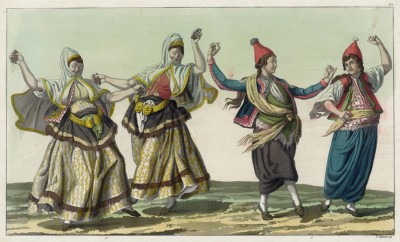 Турецкий танец (из работы Джулио Феррарио Il costume antico e moderno, o, storia... di tutti i popoli antichi e moderni, изданной в Милане в 1816 году (Европа. Том I))