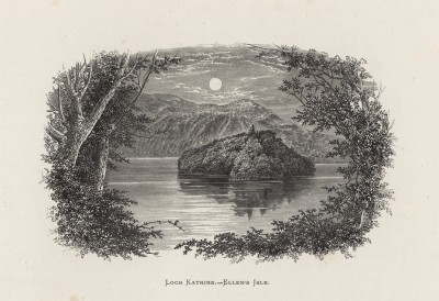 Вид на озеро Лох-Катрин в Шотландии (иллюстрация к работе "Пресноводные рыбы Британии", изданной в Лондоне в 1879 году)