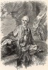 Граф Генрих Брюль (1700-63) - одиозный министр короля польского и курфюрста саксонского Августа III. В 1766 г. Фридрих II в письме призывает его отказаться от роскоши и заняться заботами народа. На гравюре Брюль лишь насмешливо улыбается.
