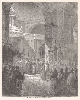 Духовенство Русской Церкви. Ксилография из издания "Voyages and Travels", Бостон, 1887 год