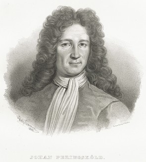 Йохан Перингскольд (1654 - 1720), дипломат и политик, противник короля Карла XII. Galleri af Utmarkta Svenska larde Mitterhetsidkare orh Konstnarer. Стокгольм, 1842