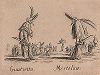 Гварсетто и Местолино (Guatsetto - Mestolino). Из цикла офортов конца 19 века, выполненного по серии гравюр Жака Калло "Balli Di Sfessania" (Танцы беззадых (бескостных)), в которой он изобразил персонажей итальянской "Комедии дель Арте"
