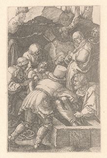 Cерия "Страсти Христовы". Положение во гроб. Гравюра Альбрехта Дюрера, выполненная в 1512 году (Репринт 1928 года. Лейпциг)