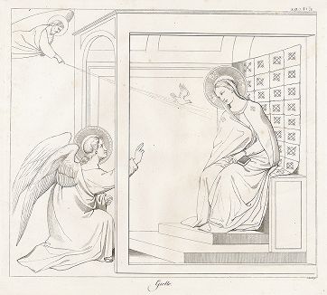 Благовещение, приписываемое Джотто. Лист из Geschichte der Malerei in Italien... братьев Рипенхаузен, 1810 год. 