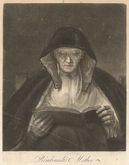Мать Рембрандта. Меццо-тинто Джеймс Мак-Арделла с живописного оригинала Рембрандта Харменса ван Рейна 1655 года.