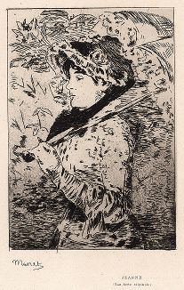 Жанна, или Весна (портрет актрисы Жанны де Марси). Гравюра Эдуарда Мане, 1882 год. 