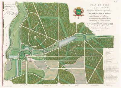 Парк, разбитый по системе Андре Ленотра (1613-1700) - известнейшего французского ландшафтного архитектора. F.Duvillers, Les parcs et jardins, т.I, л.39. Париж, 1871
