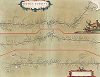 Карта течения реки Двина от Вологодской провинции до Архангельска. Dwina Fluvius. Составил Йоханес Блау. Амстердам, 1660 год.  