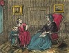 Миссис Уоттс слушает, как девочка Вирджиния учит своего брата. Гравюра из детской книги "Rich and Poor...", изданной в США, 1850