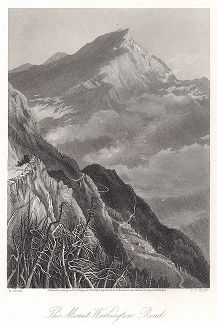Дорога, идущая по склону горы Вашингтон, Белые горы, штат Нью-Гемпшир. Лист из издания "Picturesque America", т.I, Нью-Йорк, 1873.