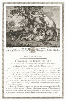 Пан и Сиринга авторства Мартена де Воса. Лист из знаменитого издания Galérie du Palais Royal..., Париж, 1808