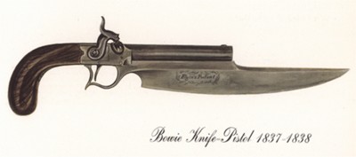 Однозарядный пистолет-нож США Bowie Knife-Pistol 1837-1838 г. Лист 40 из "A Pictorial History of U.S. Single Shot Martial Pistols", Нью-Йорк, 1957 год