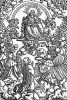 Бог-отец с агнцем, символом Иисуса Христа, в окружении молящихся апостолов. Гравюра Эрхарда Альтдорфера из Niederdeutche Bibel / nach Luther. Издание Людвига Дитца. Любек, 1533. Репринт 1931 г.