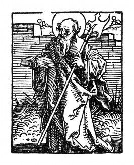 Святой апостол Матфей. Ганс Бальдунг Грин. Иллюстрация к Hortulus Animae. Издал Martin Flach. Страсбург, 1512