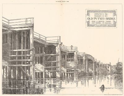 Старый мост Путни через Темзу, демонтированный в 1886 году. 