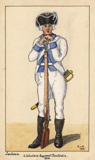 1800 г. Солдат пехотного полка королевы королевства Саксония. Коллекция Роберта фон Арнольди. Германия, 1911-29