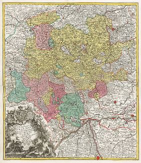 Карта маркграфства Ансбах. Marchionatus Onoldini comitatus Oettingensis praepositurae Elevacensis et Pappenheimensis