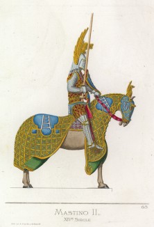 Мастино II Скалигер (1308–1351) - герцог Вероны (лист 63 иллюстраций к роскошно изданной работе "Исторический костюм XII--XV веков". Париж. 1860 год)
