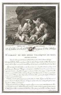 Лот и его дочери кисти Орацио Джентилески. Лист из знаменитого издания Galérie du Palais Royal..., Париж, 1808