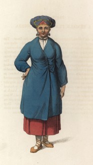 Жительница Ингерманландии (лист 8 иллюстраций к известной работе Эдварда Хардинга "Костюм Российской империи", изданной в Лондоне в 1803 году)