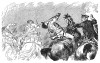 Семилетняя война 1756-1763 гг. Ранение генерала Зейдлица при безуспешных атаках прусской кавалерии в битве при Кунерсдорфе 12 августа 1759 г. Илл. А. Менцеля к Geschichte Friedrichs des Grossen von F. Kugler. Лейпциг, 1842, с.421