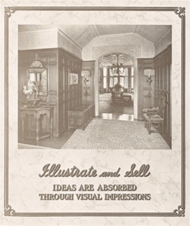 Рекламная фотография холла с интерьером в готическом стиле из каталога американского дизайнера и архитектора Henry F. Bultitude. 