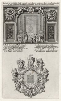 1. Дом Божий 2. Скрижали Моисеевы (из Biblisches Engel- und Kunstwerk -- шедевра германского барокко. Гравировал неподражаемый Иоганн Ульрих Краусс в Аугсбурге в 1700 году)